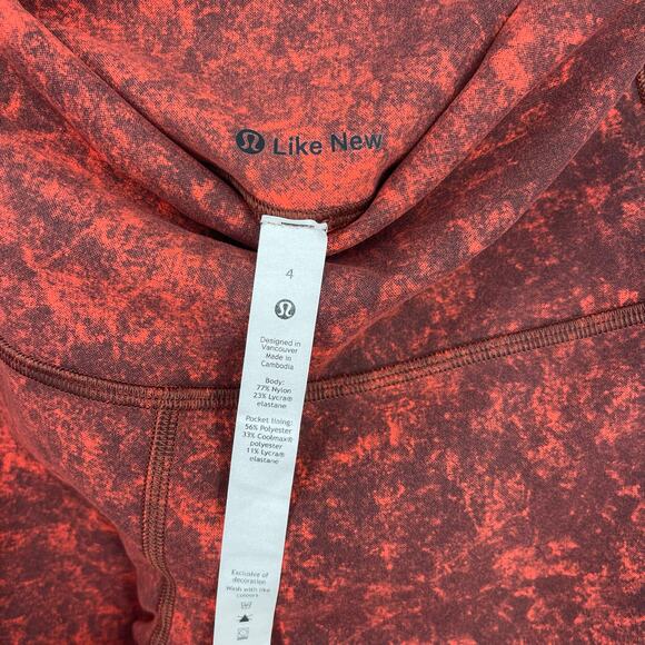 Lululemon Wunder Train High Rise Tight 23" Denim Wash Print Autumn Red Black 4 - Picture 3 of 10
